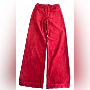 MAEVE THE COLETTE Red Corduroy Wide Leg Full Length High Waist Pants 27 30x32